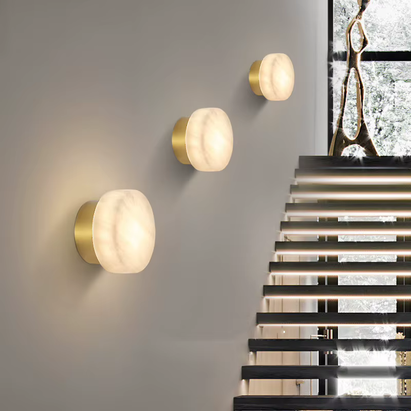 Applique murale en marbre naturel Style français fond mur entrée escalier lumière moderne intérieur chevet couloir luminaire