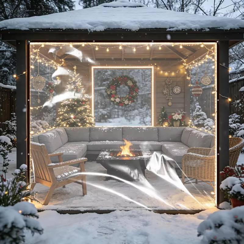 Bâche transparente imperméable 2x4m/2m en polyéthylène anti-déchirure avec œillets antirouille pour patio