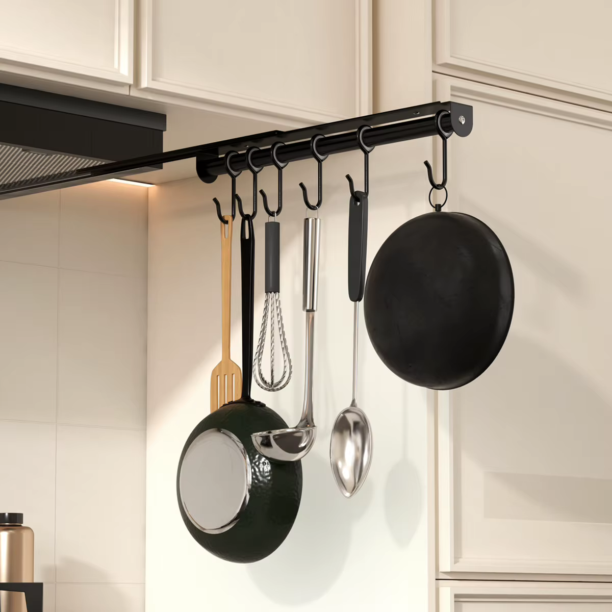 Étagère à ustensiles de cuisine, support de rangement suspendu pour casseroles et bols, plateforme de rangement coulissante multifonctionnelle, gain de place sur le comptoir