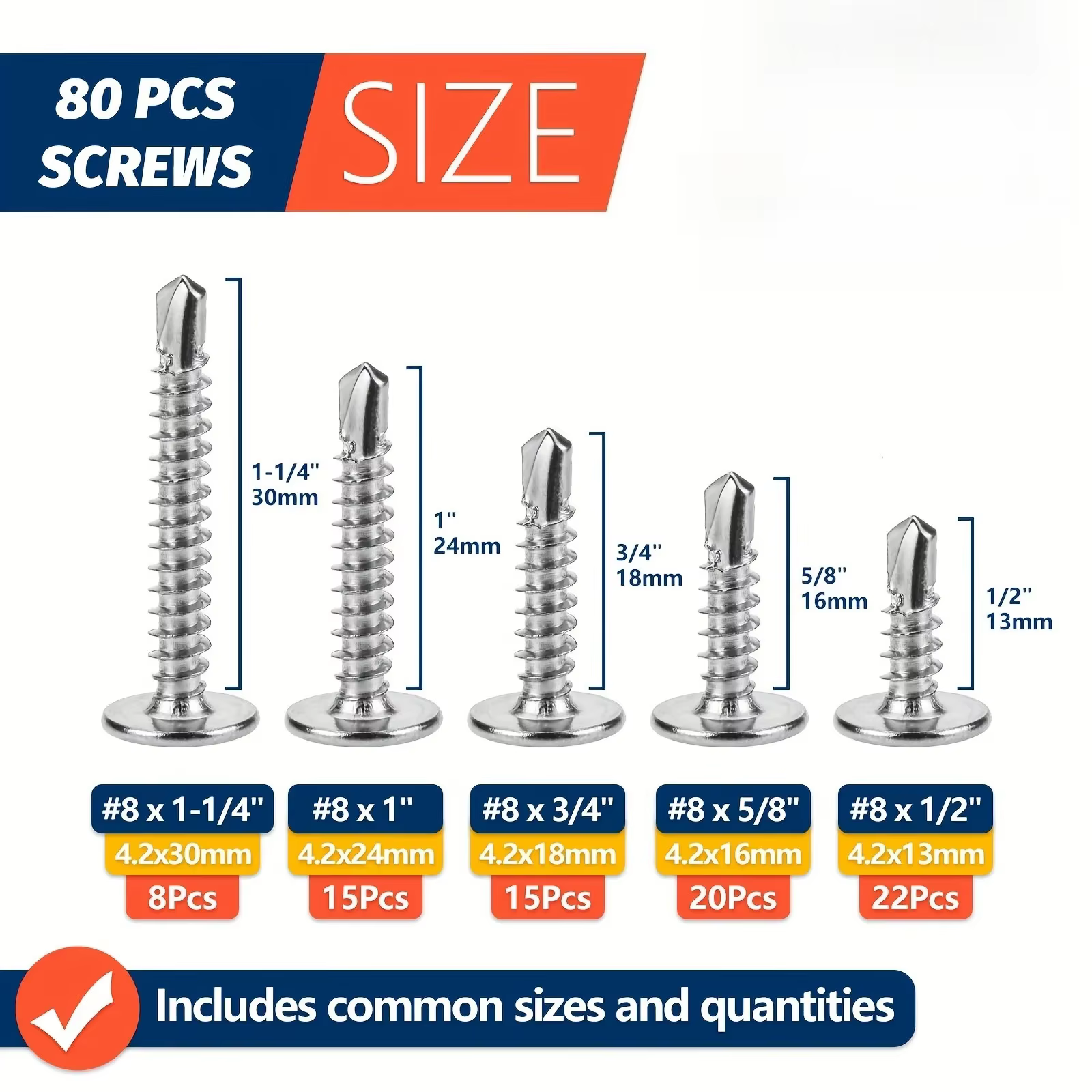 Kit d'assortiment de vis à tôle à tête de treillis modifiée