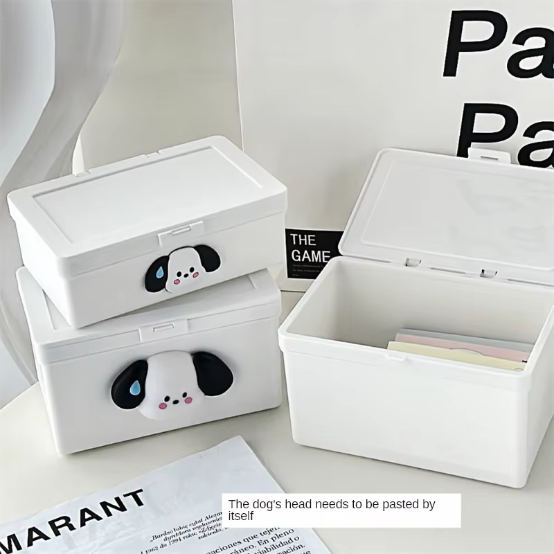 Boîte de rangement à couvercle rabattable blanc