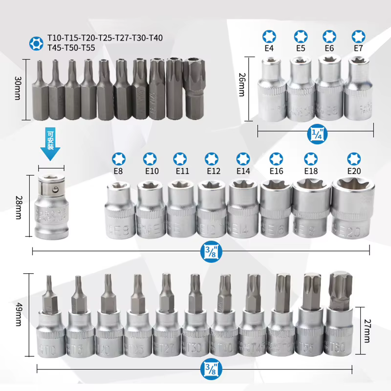 Douilles Torx Star et jeu d'embouts