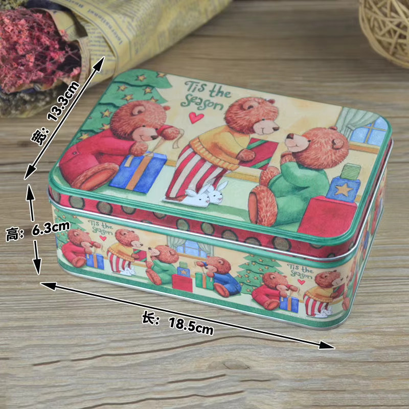 Grande boîte rectangulaire en fer blanc pour biscuits et oiseaux
