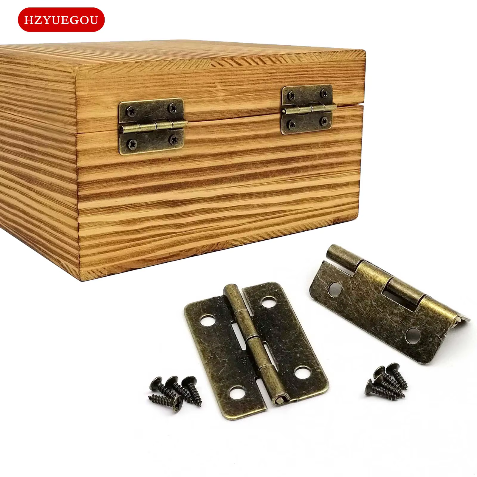 Charnière de boîte en bois avec vis