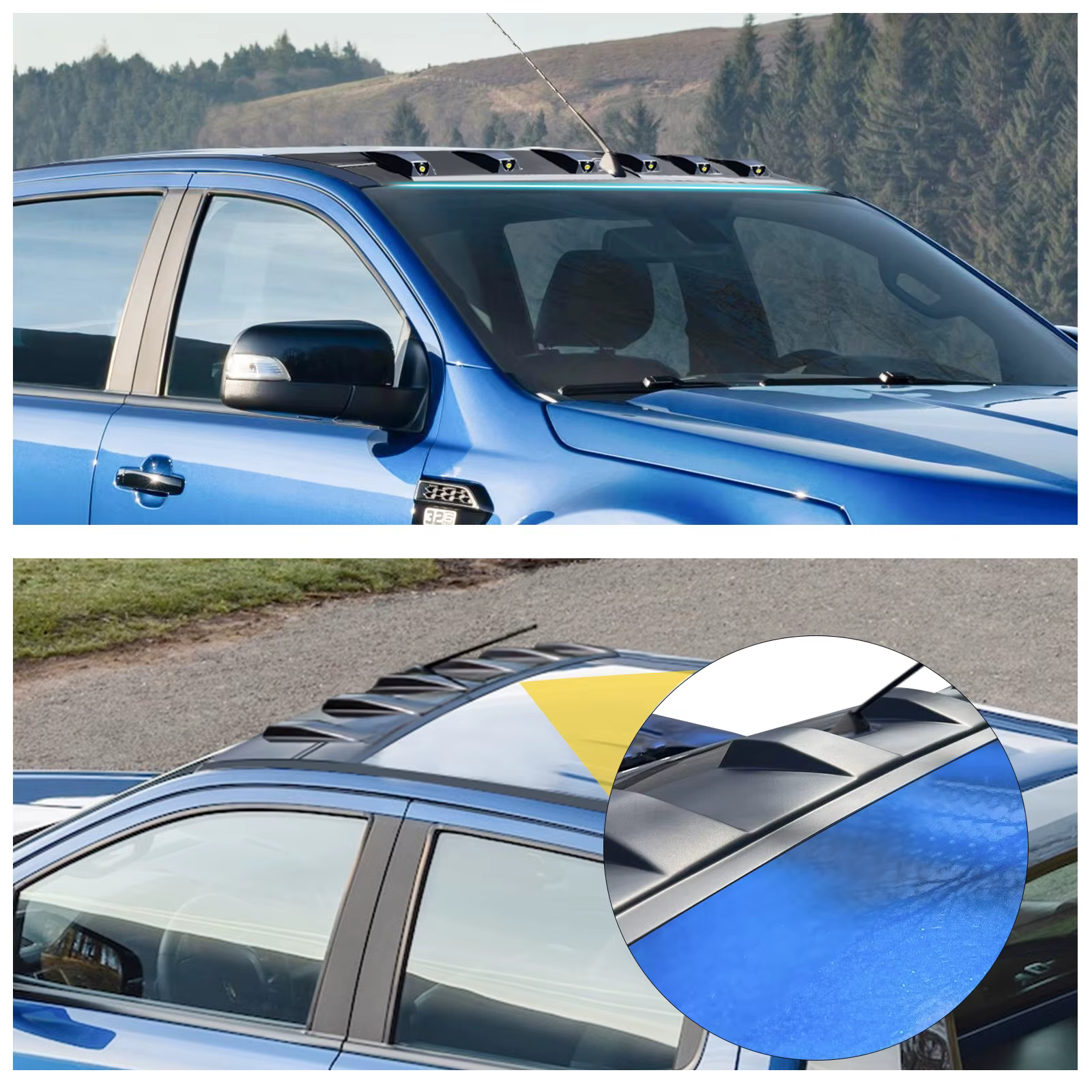 Aileron de toit avant LED noir pour Ford Ranger Raptor, barre lumineuse de couverture de Spomicrophone, accessoires de voiture, 256, 2015, 2016, 2017, 2018, 4tage