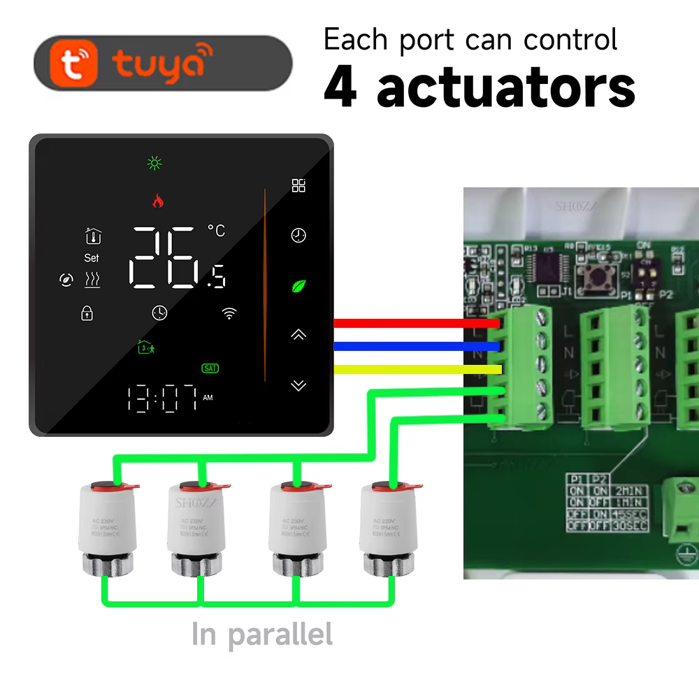 Tuya piso de água sistema aquecimento inteligente wifi termostato tempo display central