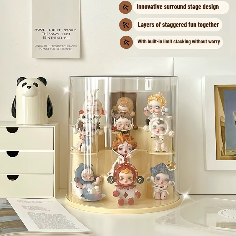 Mallette de rangement d'affichage en acrylique pour figurine d'action, boîte de rangement transparente anti-poussière pour figurines, boîte aveugle empilable, affichage étagé