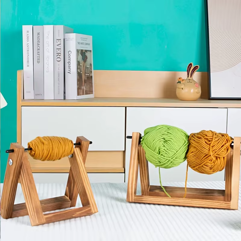 Porte-rouleau de fil en bois, support de fil de bureau, rangement de ruban, support de rangement de ruban, boule de laine, outil de tricot à la main, support de bobine en bois massif