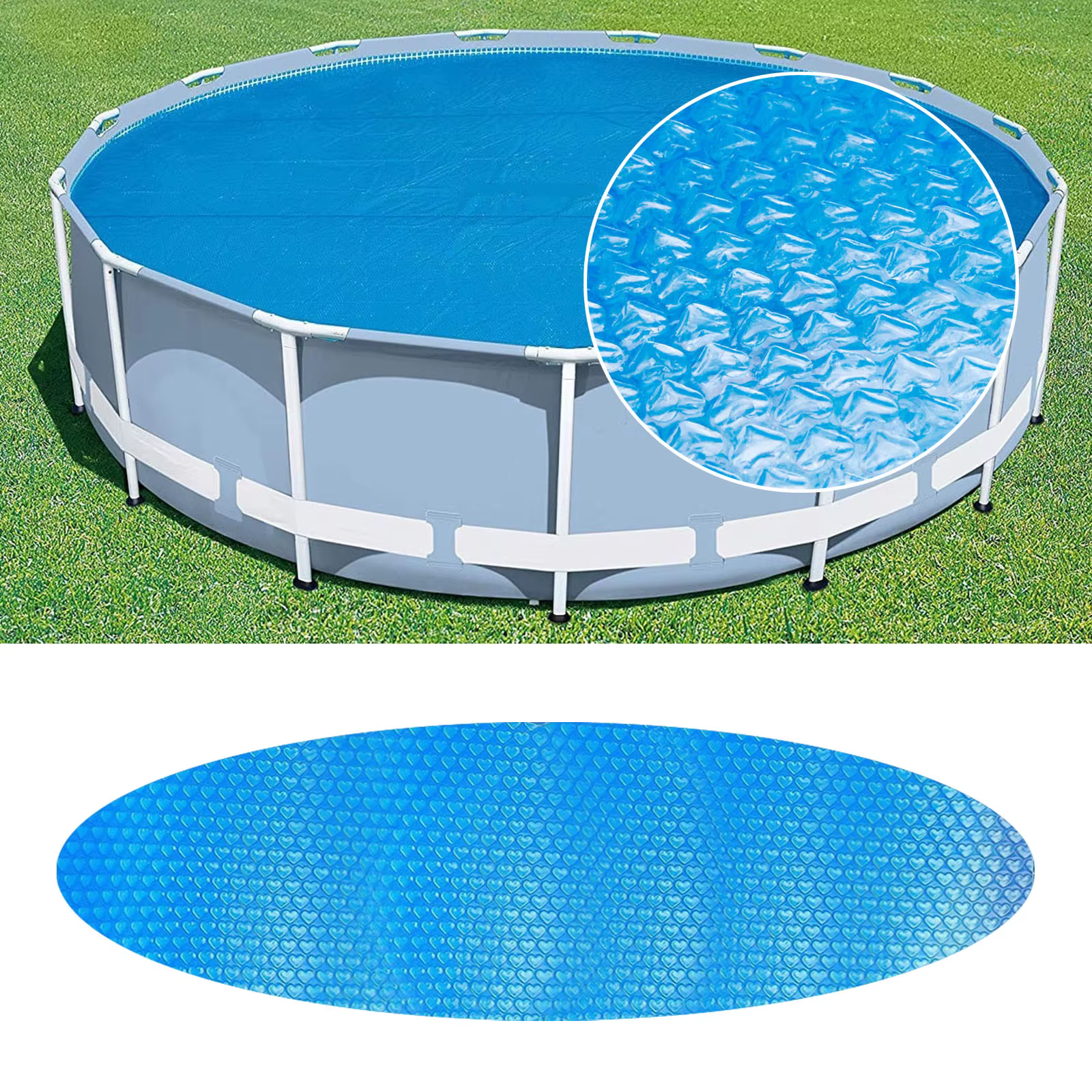 Couverture de piscine solaire ronde, imperméable à l'eau, anti-poussière, pour l'extérieur, film à bulles PE, accessoire pour l'été