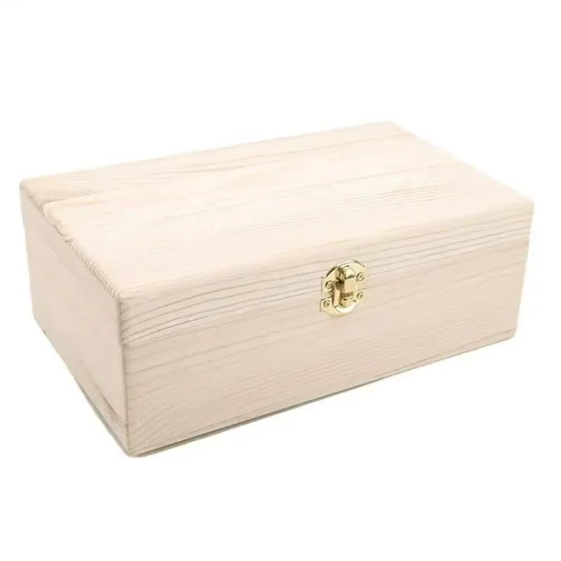 Boîte de rangement en bois rectangulaire à rabat