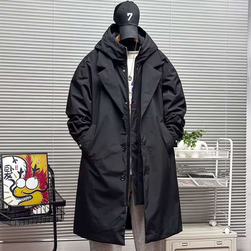 Manteau à capuche mi-long pour hommes