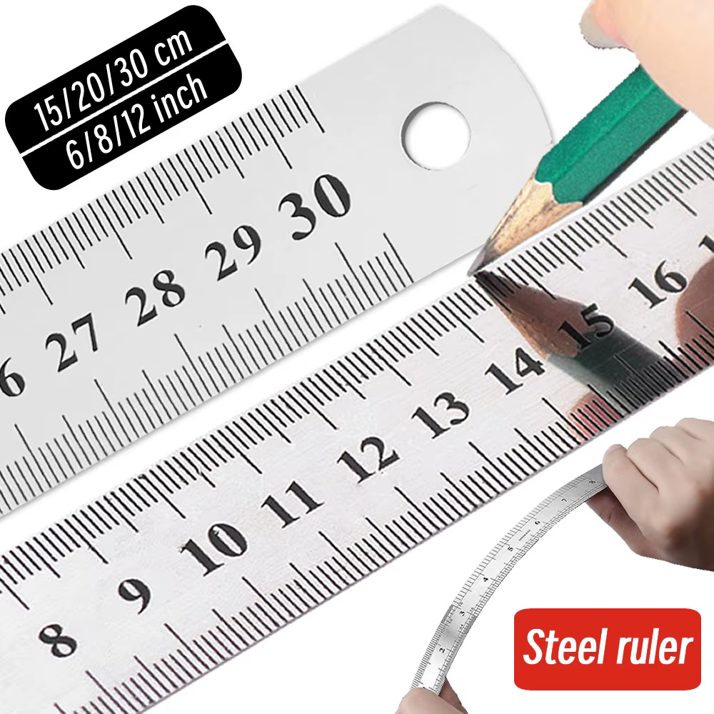 Règle droite en métal en acier inoxydable 10P 15-30cm