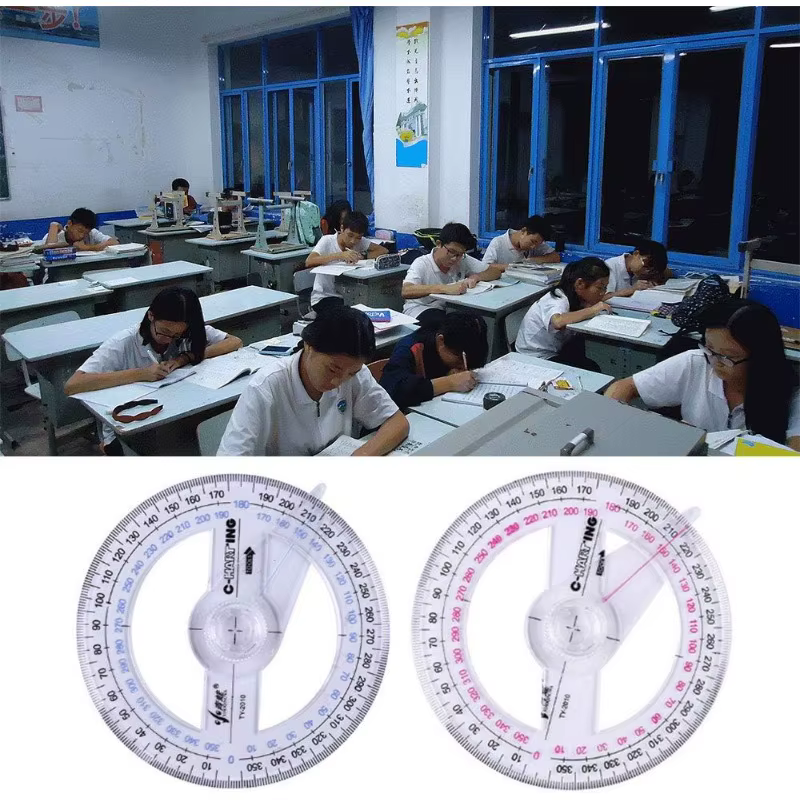 2 pièces Rapporteur circulaire de mesure d'angle à 360 degrés pour l'école, la salle de classe, le bureau, le dessin technique et la mesure