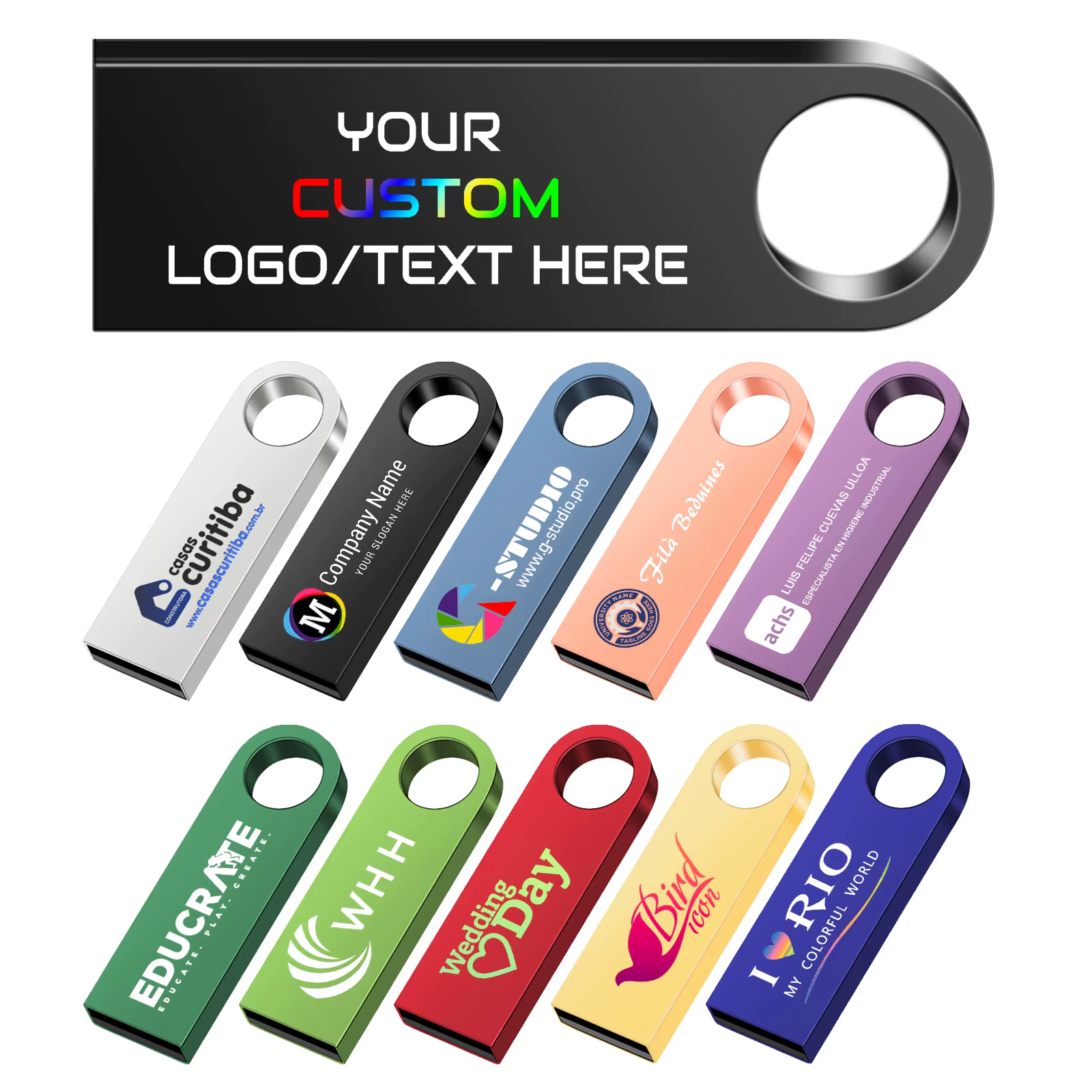 Clé USB avec Logo personnalisé gratuit, 64 go, stylo rouge bleu, 32 go, vert, violet, clé USB Cle, jaune, rose