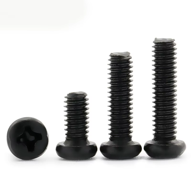 Vis à tête cylindrique encastrée en croix, 100 pièces/lot, M1 M1.2 M1.6 M2 M2.5 M3 M4 M6, vis à métaux Phillips noire en acier au carbone, Grade 4.8