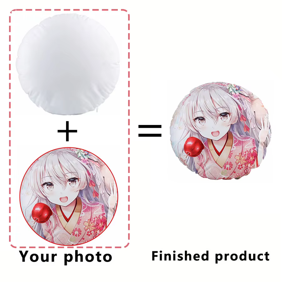 Coussin rond personnalisé - Personnalisez votre photo, votre logo, votre image d'anime ou d'idole, coussin en peluche doux pour la maison/la voiture/le bureau, cadeau personnalisé 1 pièce