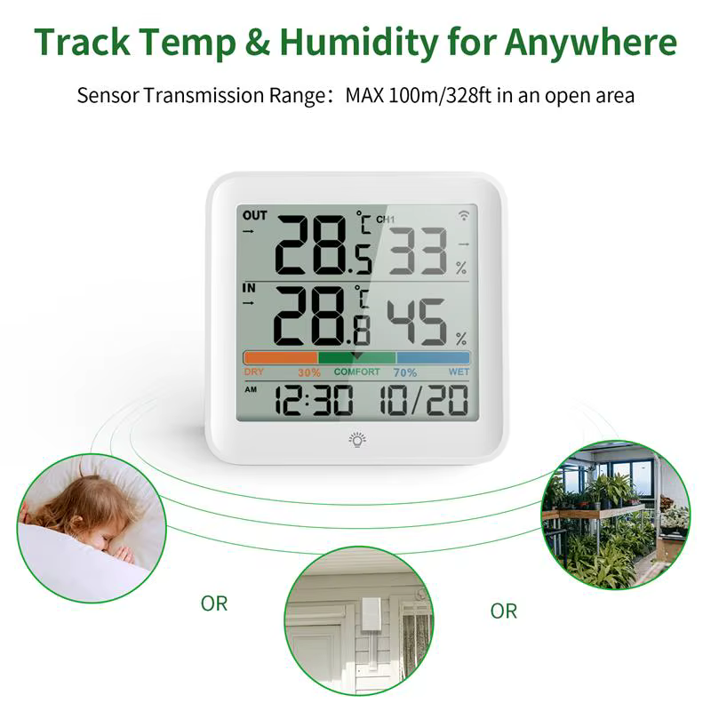 Thermomètre hygromètre numérique avec télécommande