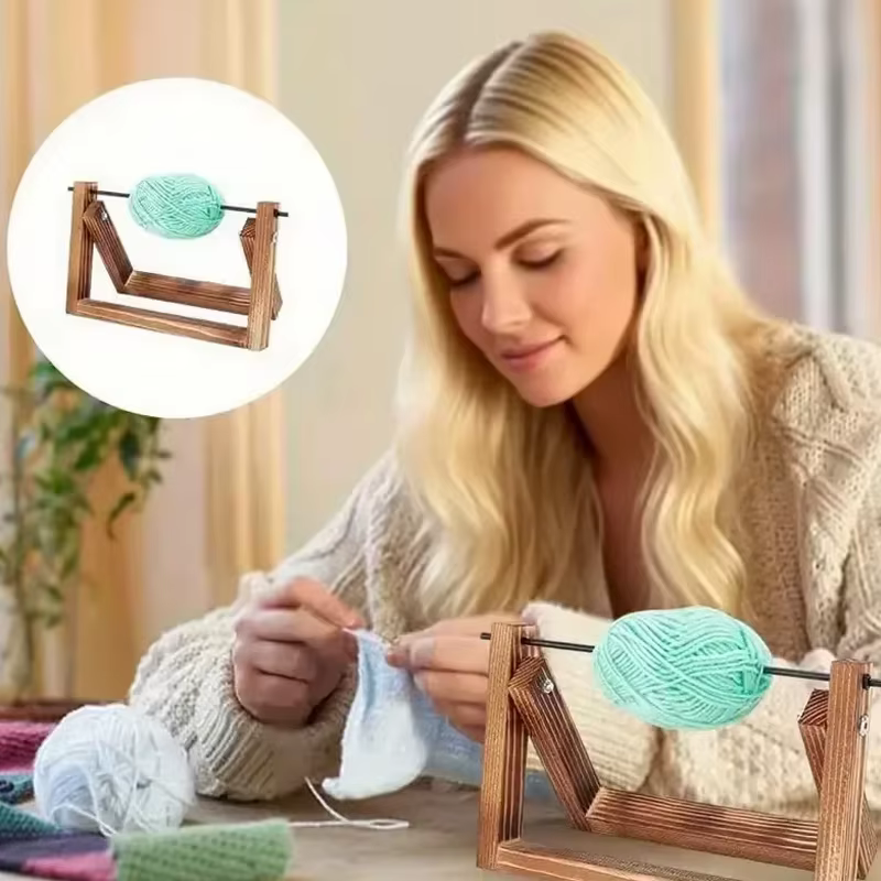 Porte-rouleau de fil en bois, support de fil de bureau, rangement de ruban, support de rangement de ruban, boule de laine, outil de tricot à la main, support de bobine en bois massif