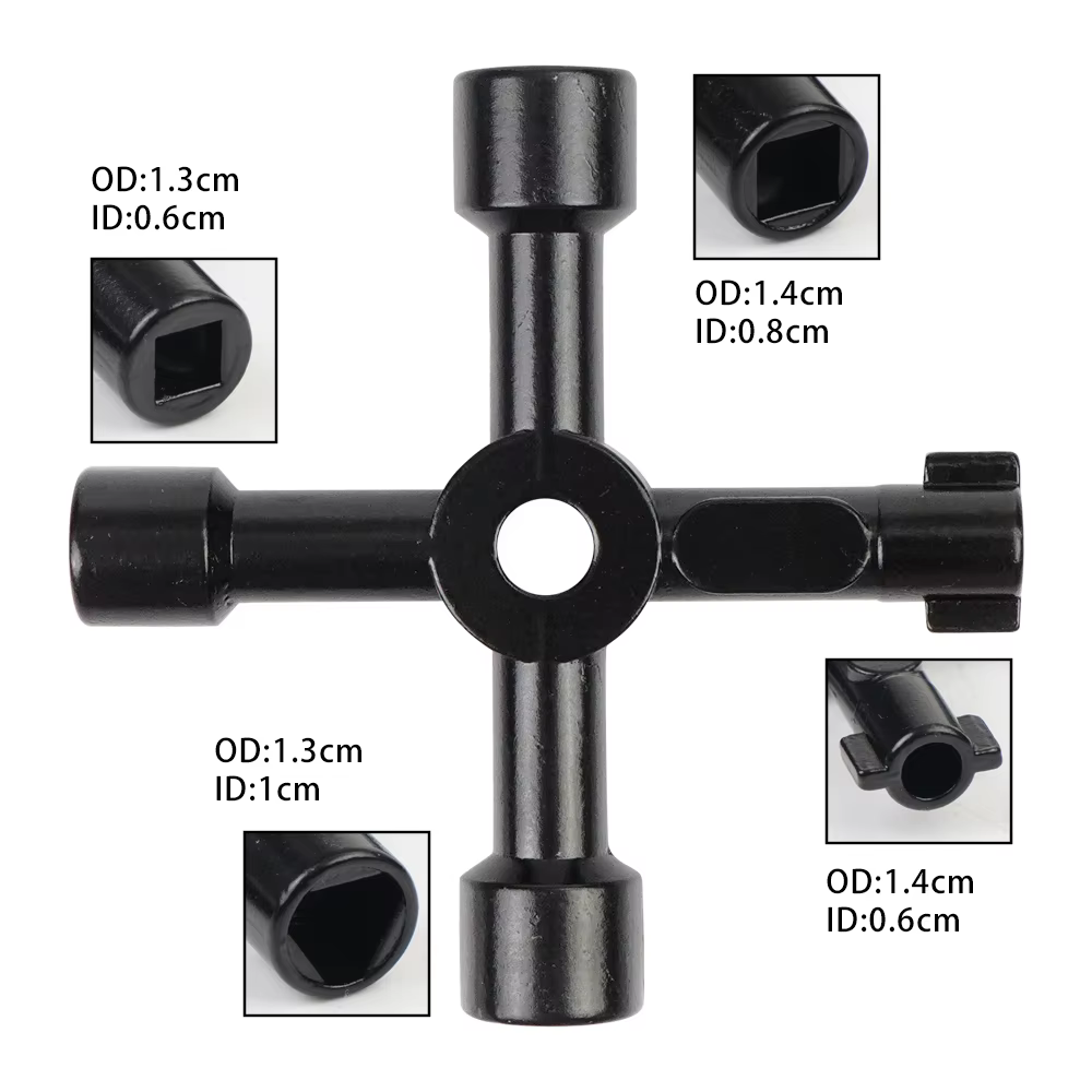 4 Voies Croix Triangle Clé Clé Universel Électrique Cabinet Clés Utilitaire Clé Fit pour Robinet
