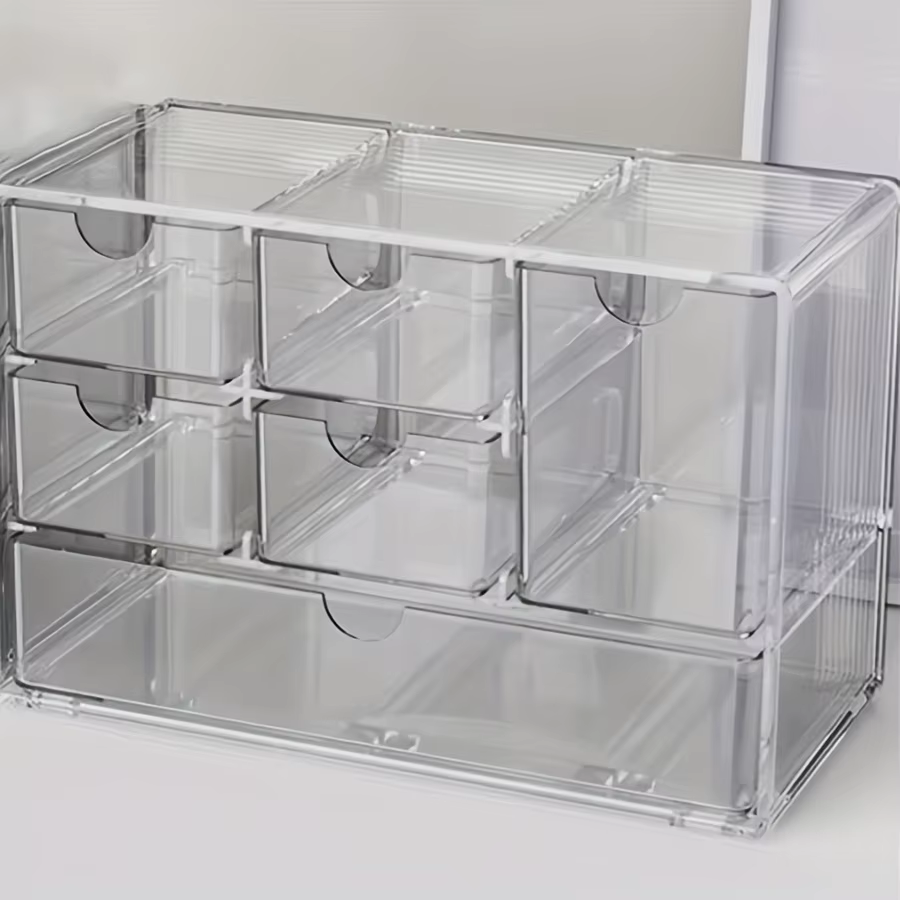 Boîte de rangement transparente à six compartiments