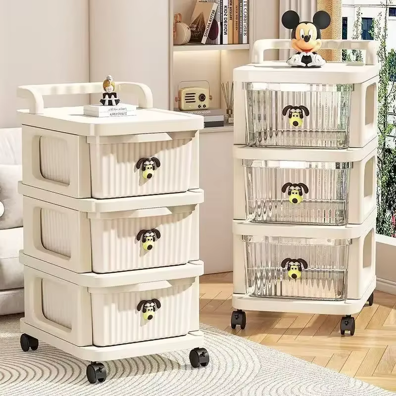 AOLIVIYA Meuble de rangement à tiroirs, petit chariot de rangement, étagère mobile multi-niveaux pour snacks domestiques, jouets de bébé et articles divers