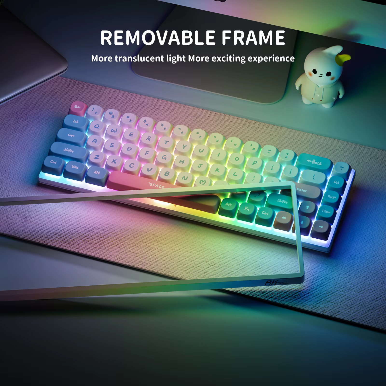 RK Royal Kludge RK837 clavier mécanique russe 68 touches 65% rvb rétro-éclairé échangeable à chaud 2.4G sans fil Bluetooth claviers de jeu