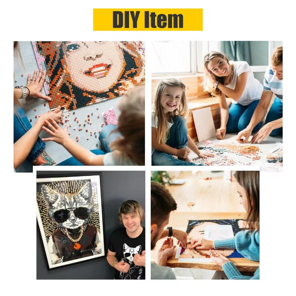 Peinture mosaïque Pixel Art personnalisée, blocs de construction de portrait de conception de photo personnalisée, ensembles MOC bricolage, cadeaux uniques, briques de goujons, 64x64