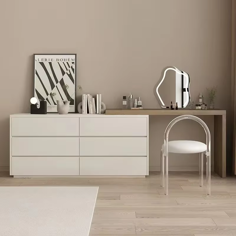 Miroir de maquillage blanc de luxe, bureau d'angle, commode, table, organisateurs d'armoires, rangement, meubles de maison