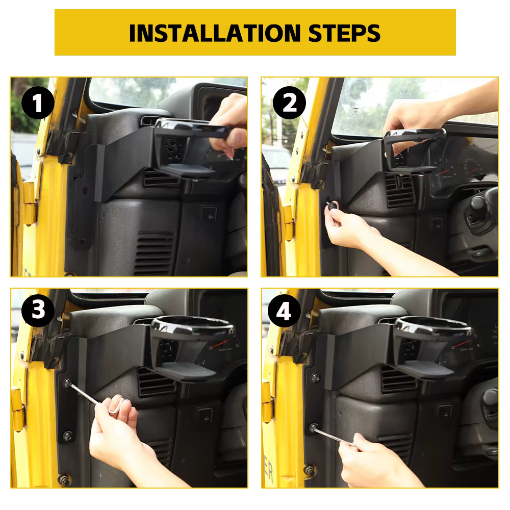 BAWA-Porte-boissons latéral de la console centrale, tasse à eau, support rapide pour Jeep Wrangler TJ, 1997, 1998, 1999, 2000, 2001, 2002, 2003, 2004, 2005, 2006