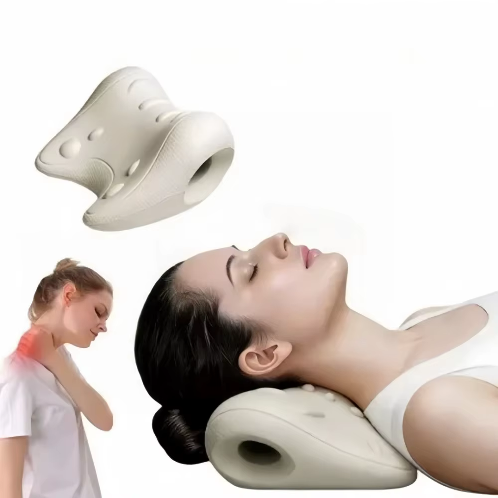 Oreiller de massage cervical en forme de U, contour ergonomique, relaxation de la fatigue, relaxant pour le cou et les épaules, utilisation polyvalente, oreiller à acupression