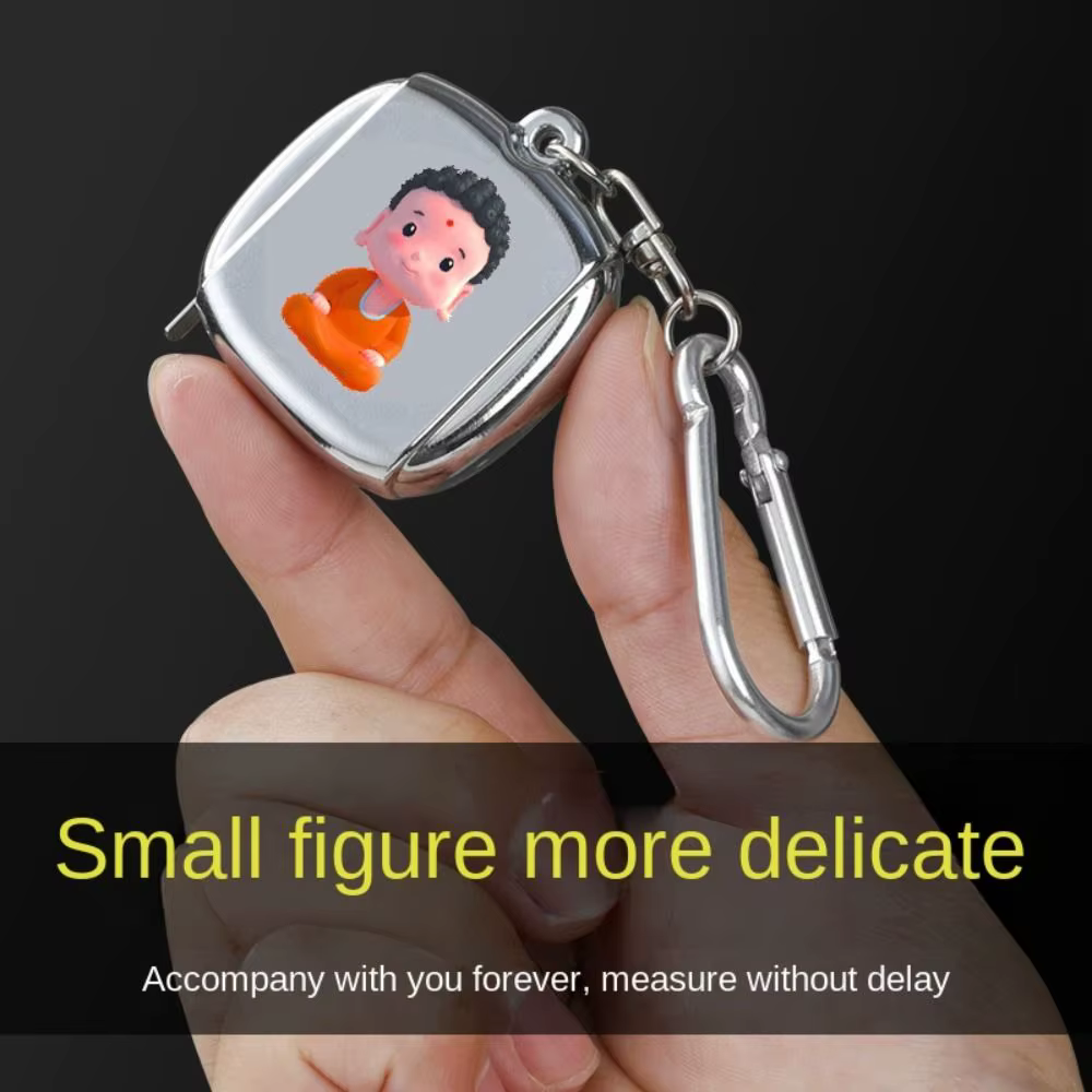 Mini porte-clés roulette délicat avec mètre ruban rétractable de 2M
