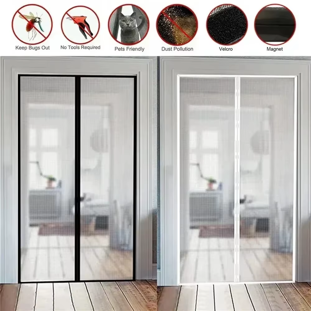 Rideaux anti-moustiques pour portes, moustiquaire magnétique, porte fenêtre, maille de fermeture automatique pour cuisine et salon