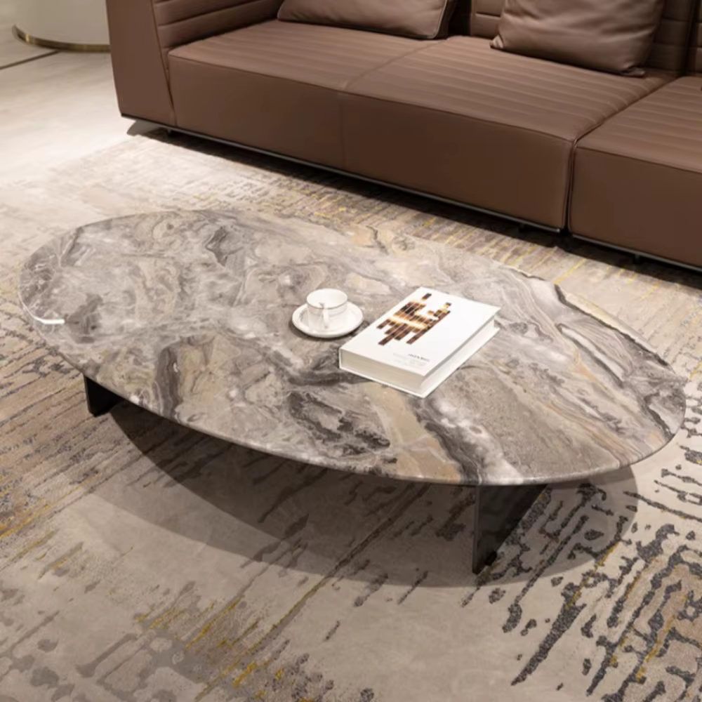 Table basse ovale nordique Design organisateur Tables minimalistes italiennes marbre Premium Mesa De Centro De Sala meubles De maison
