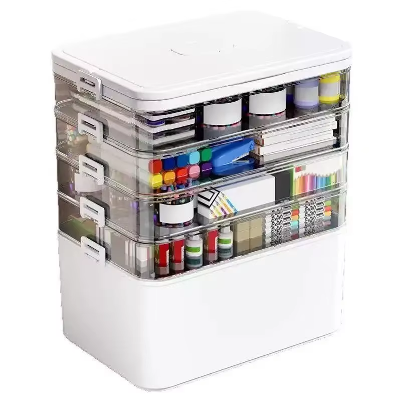 Organisateur de papeterie multifonctionnel à grande capacité, classification multicouche, boîte de rangement portable, accessoires de bureau