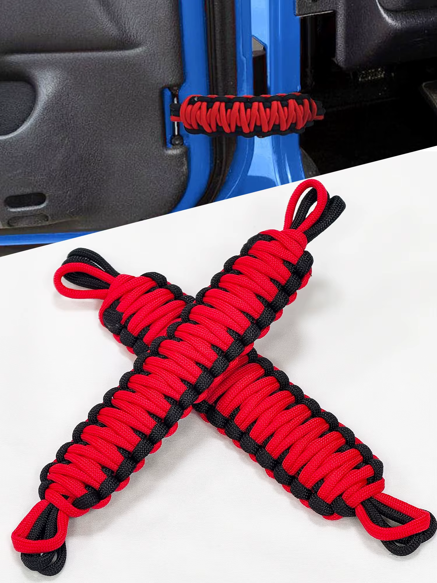 1 paire de sangles de limitation de portière de voiture en paracorde