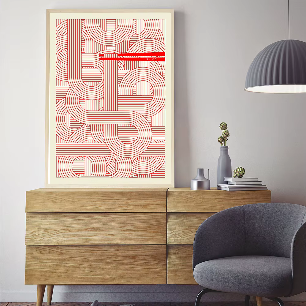 Affiche rouge Ramen maximaliste