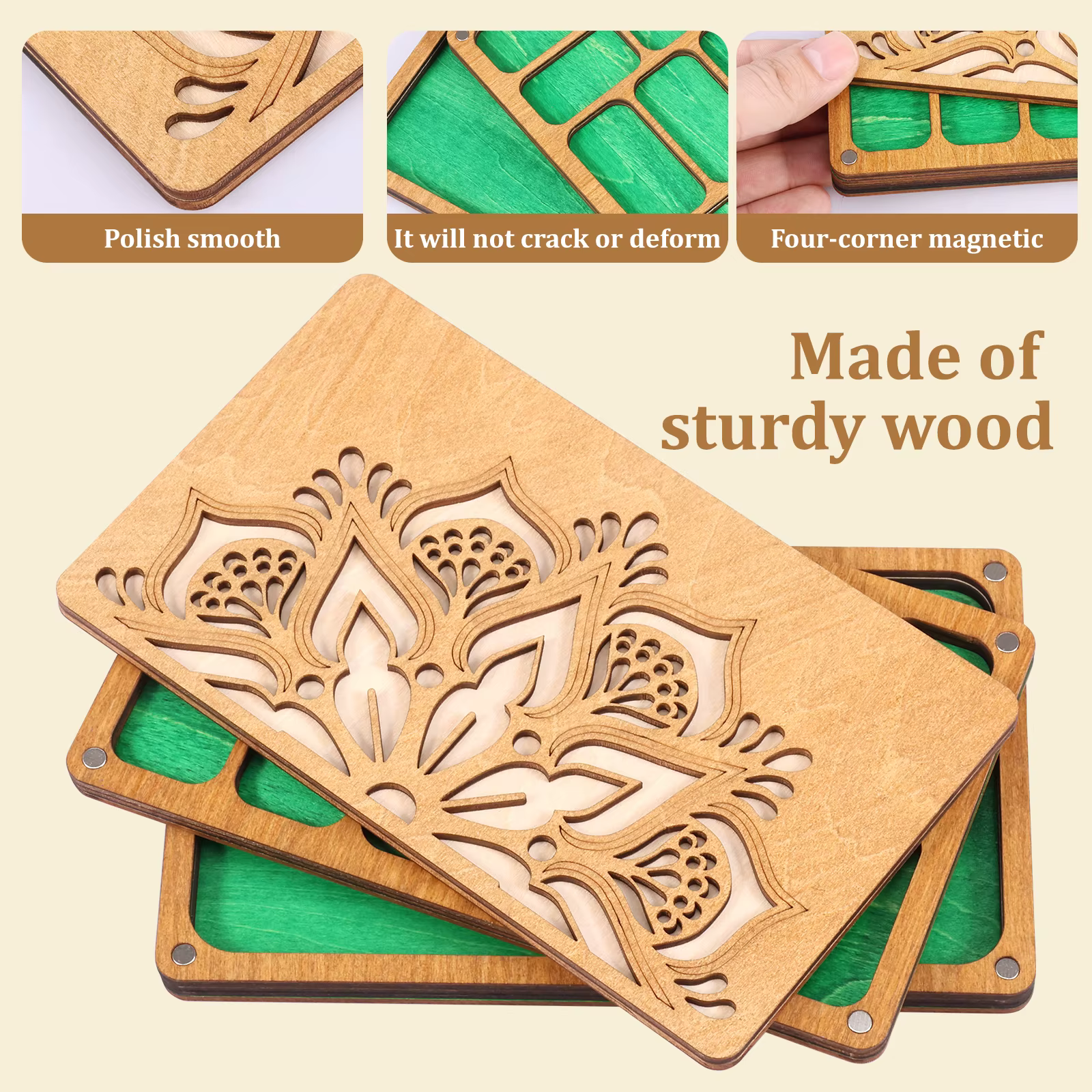 Organisateur de rangement pour perles en bois