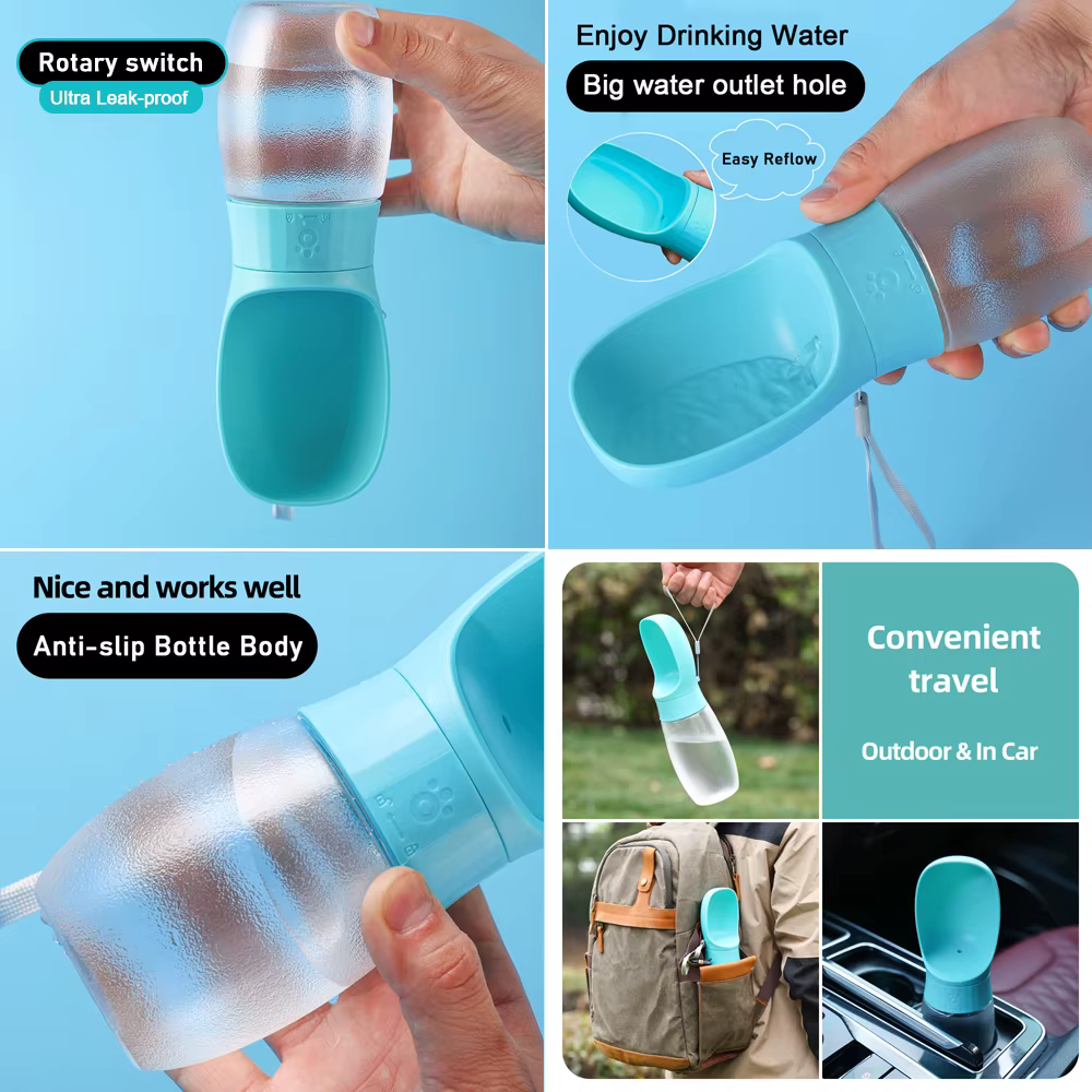 Bouteille d'eau portable pour chien de grande taille 300ml 500ml