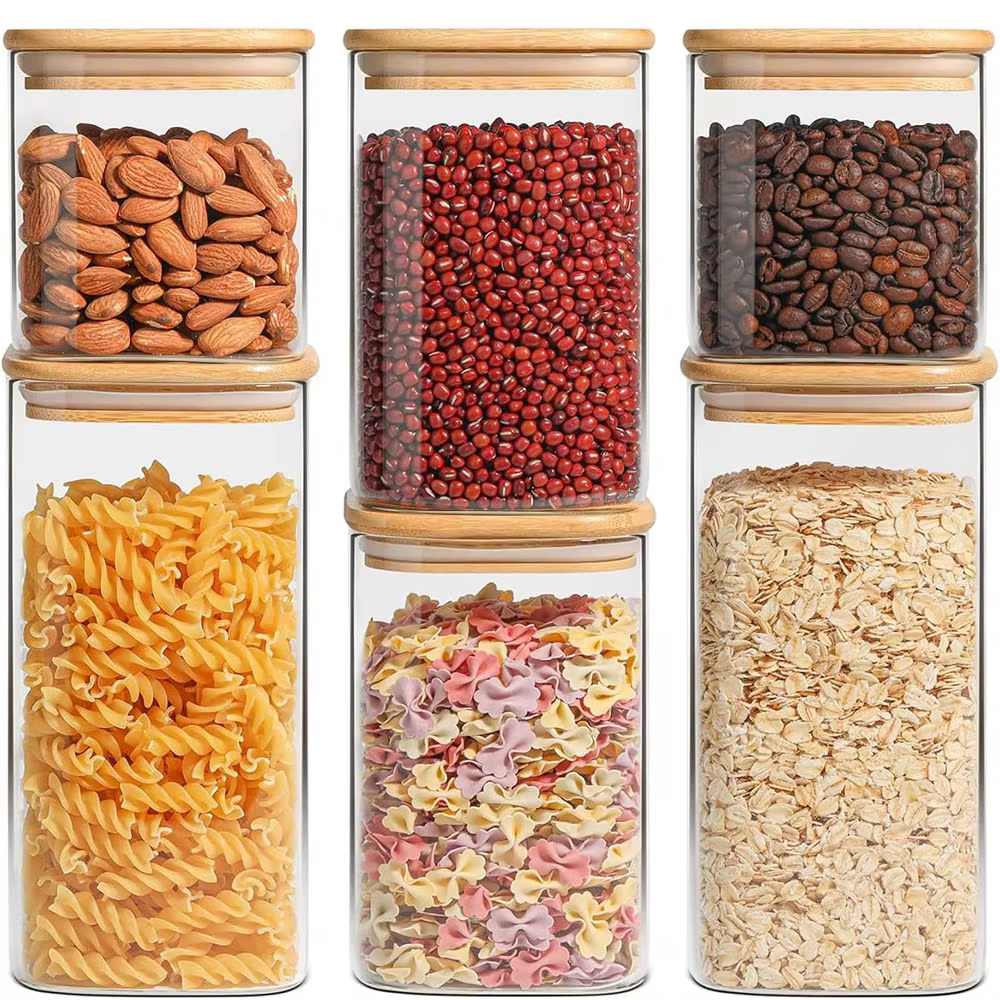 Boîte de stockage en verre hermétique avec couvercles