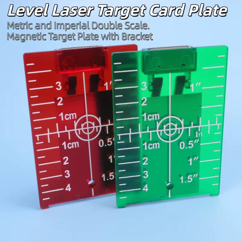Plaque de nivellement laser avec ligne rouge/verte pour fixation murale et au sol (pouces/cm)