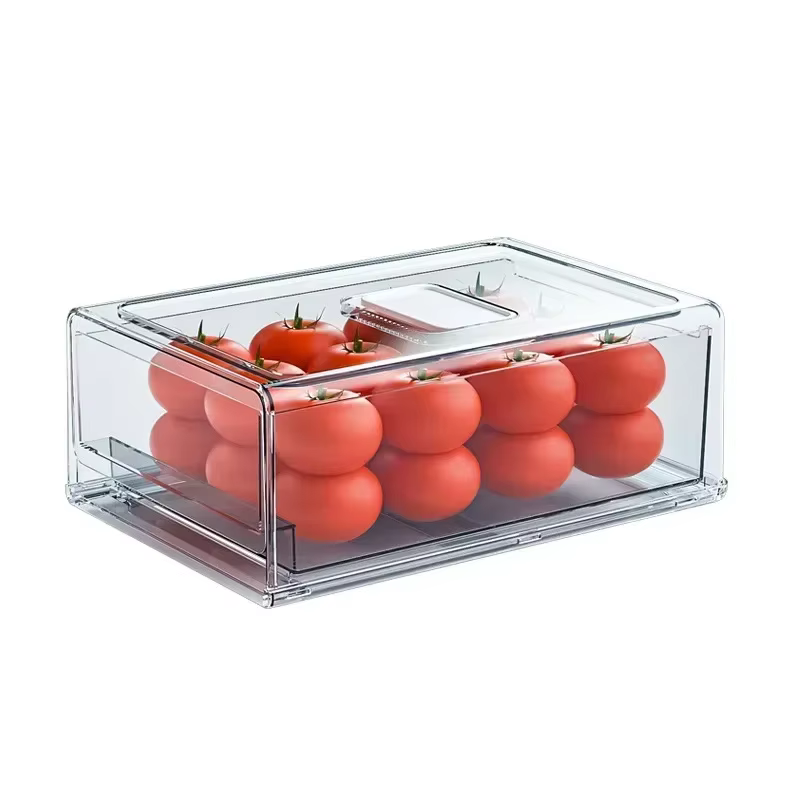 Boîte à tiroirs pour réfrigérateur de cuisine, rangement de fruits et légumes, poubelle de conservation des fruits frais, organisateur empilable, boîte d'armoire de garde-manger pour réfrigérateur