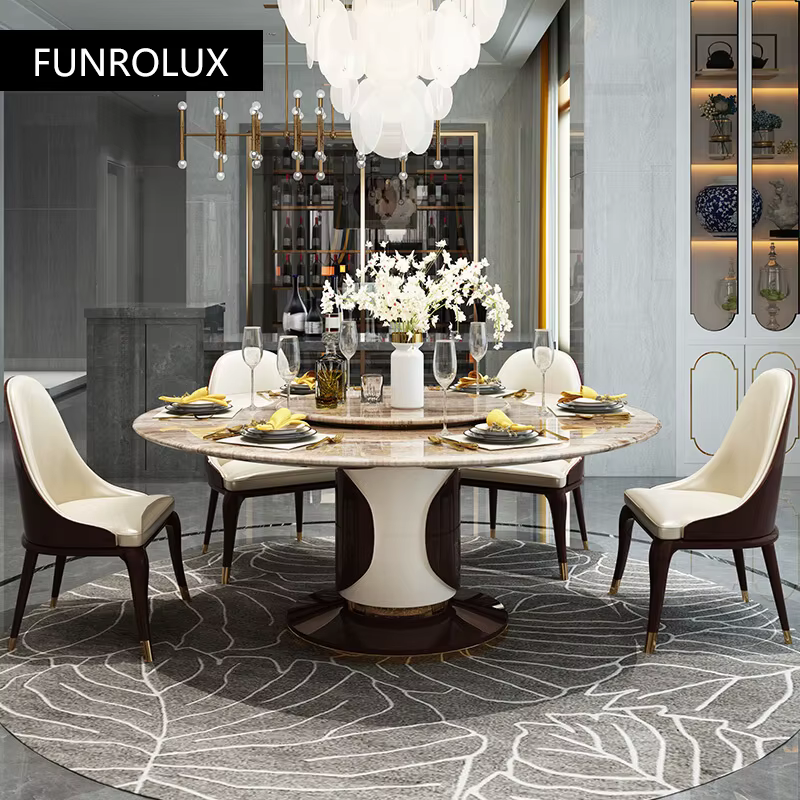 Table à manger en marbre de style moderne, table ronde, tables à manger