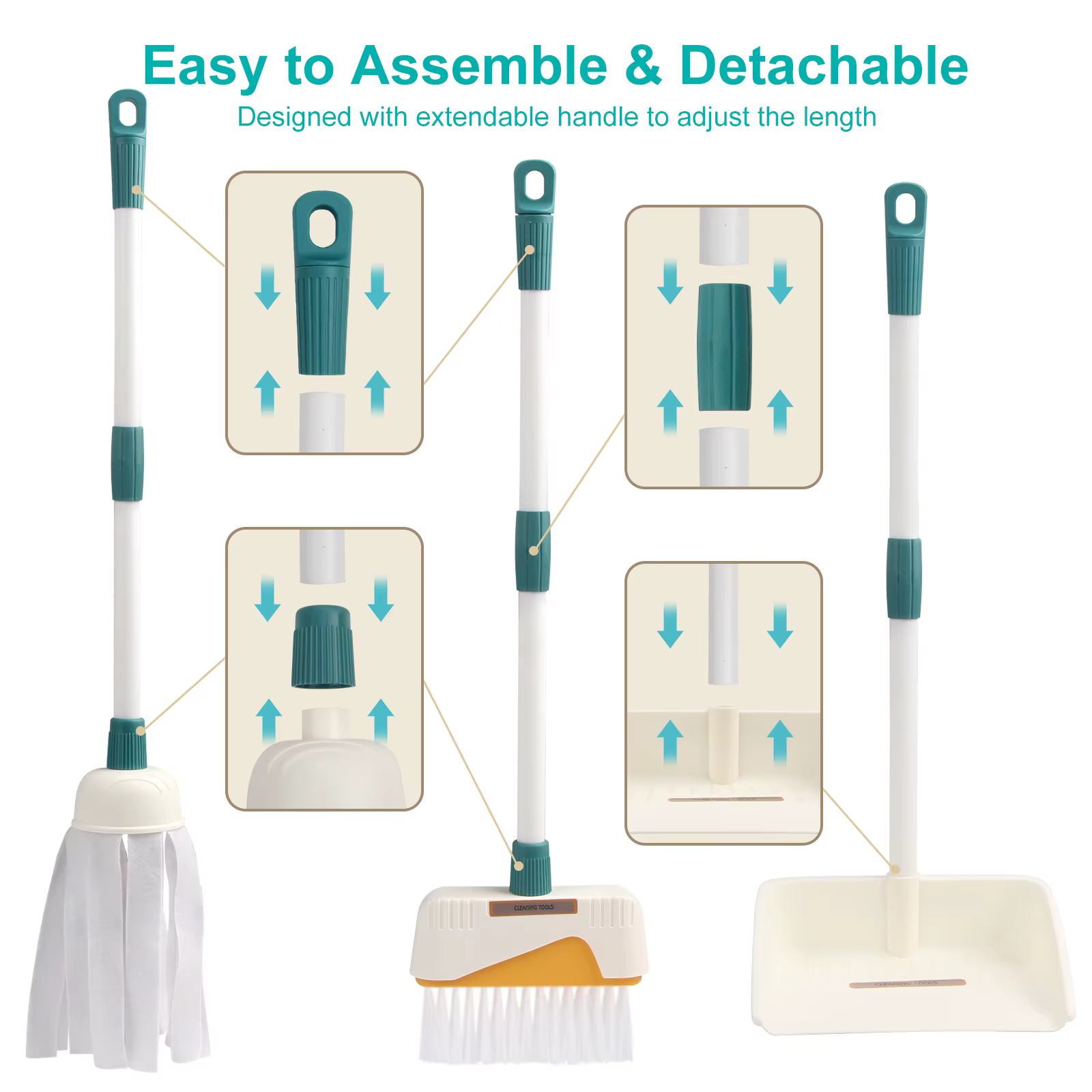 12 pièces/ensemble enfants ensemble de nettoyage fournitures pour travaux ménagers Kit avec pelle à poussière balai
