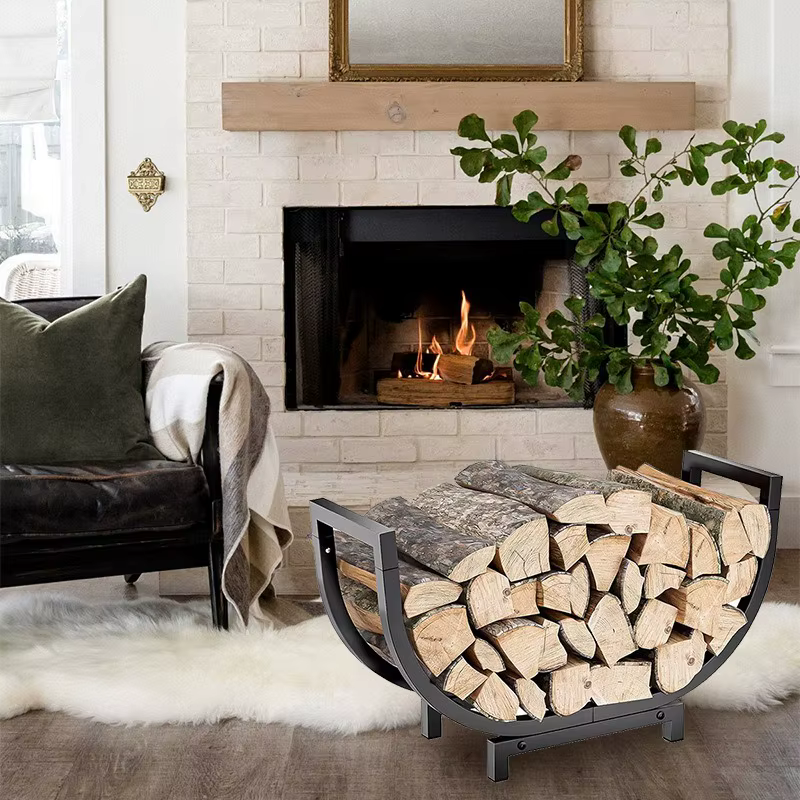 Support à bois de chauffage d'intérieur en acier