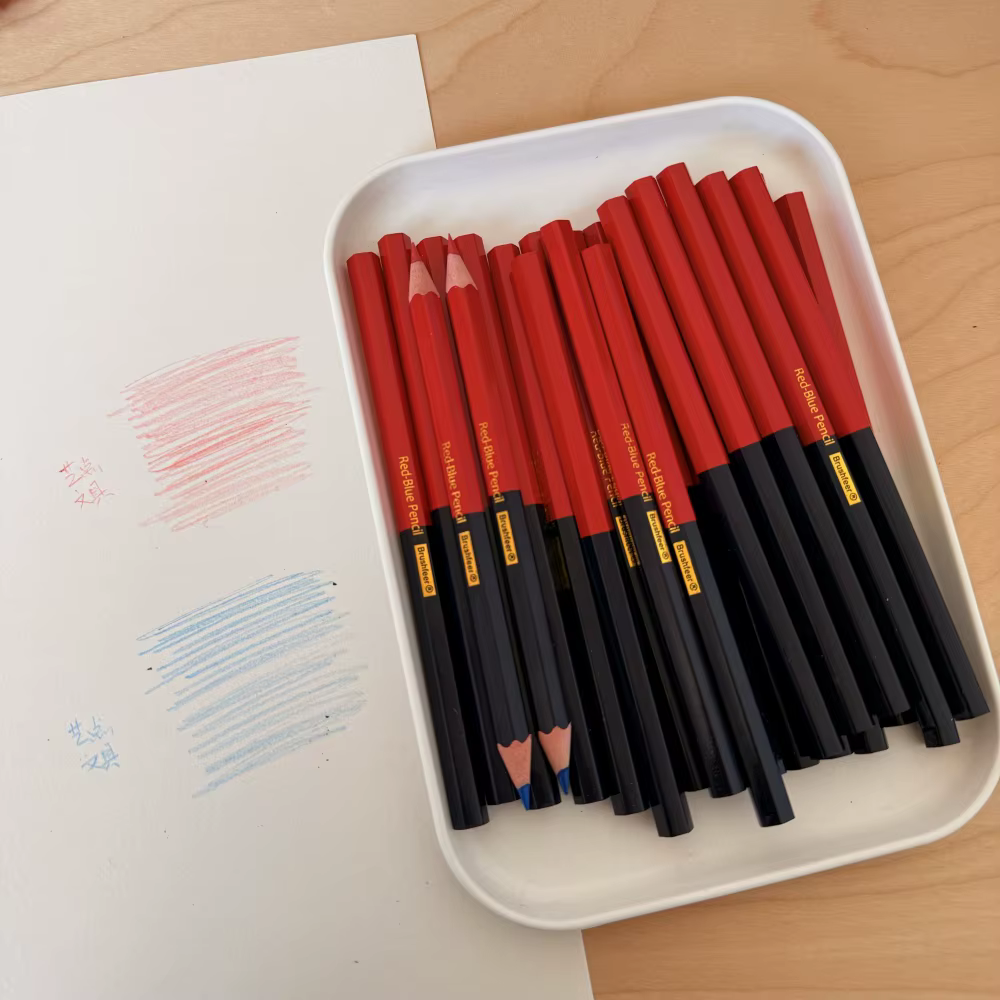 Crayons de charpentier ergonomiques rouges et bleus – Outils de marquage de construction en bois durables pour les