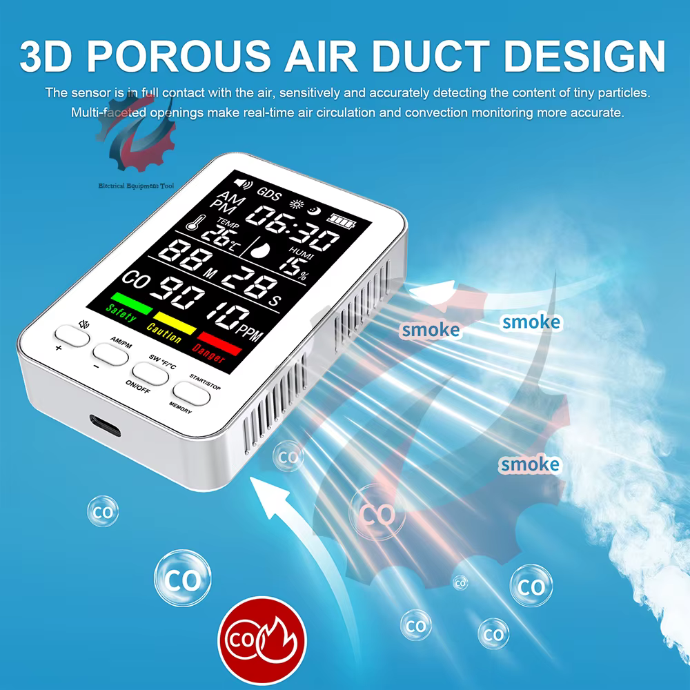 Détecteur de CO multifonction portable avec dos magnétique