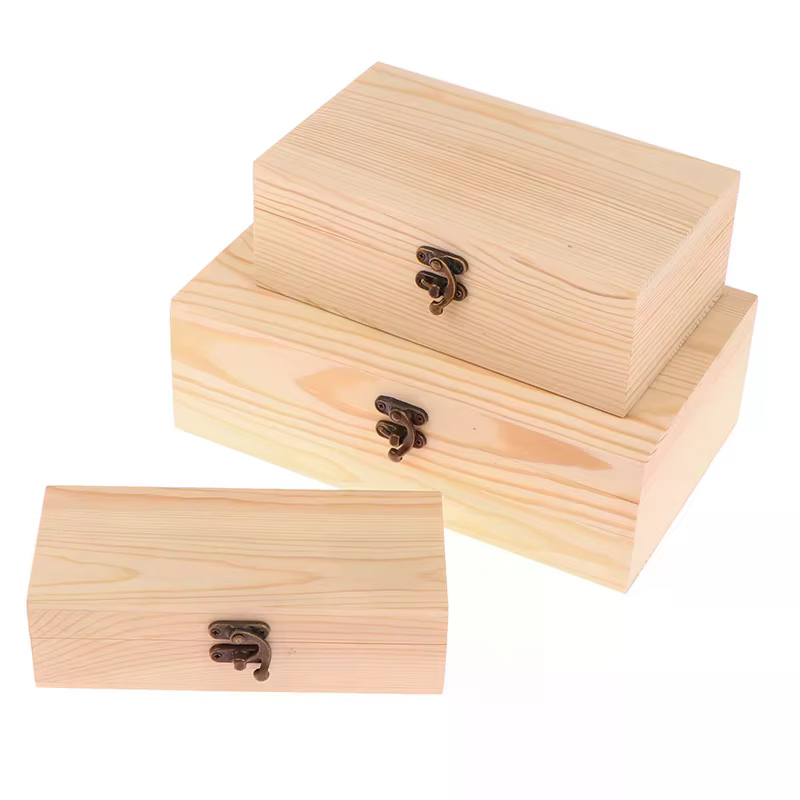 Boîte de rangement rectangulaire en bois
