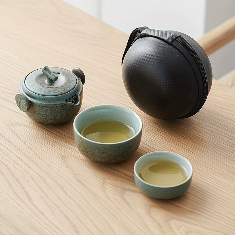 Service à thé japonais portable en céramique