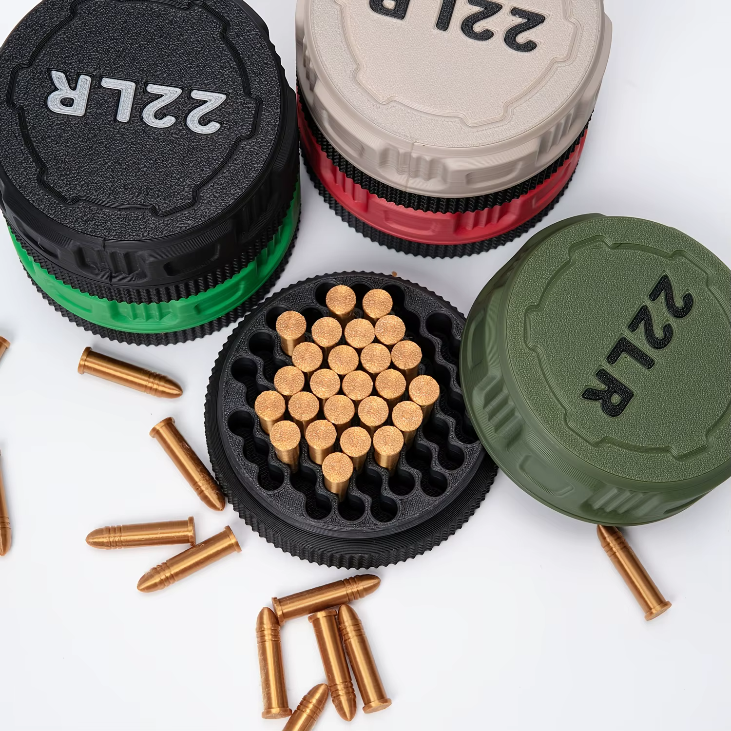 Boîte de rangement pour munitions miniature avec couvercle à visser (calibre 22LR) Compacte