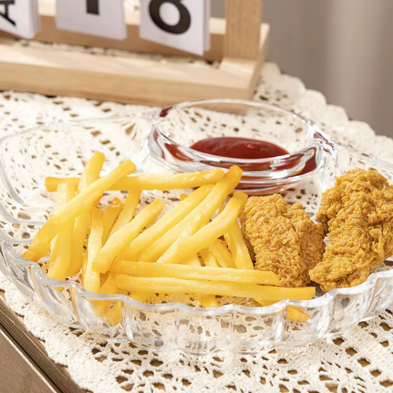 Assiette transparente en forme de coquille, de qualité alimentaire, pour la sauce aux raviolis, plateaux créatifs en plastique, accessoires de cuisine